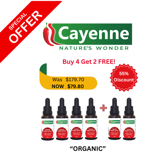 Buy 4 Get 2 FREE! Cayenne Pepper Extract 30ml Organic - $79.80